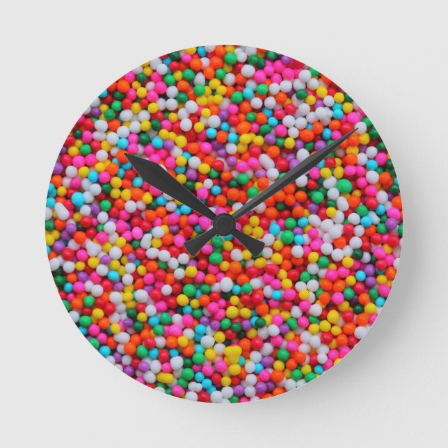 Rainbow Candy Färg Overload Clock Rund Klocka (Framsida)