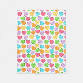 Rainbow Candy Hearts Blanket Fleecefilt