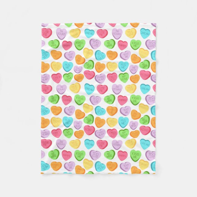 Rainbow Candy Hearts Blanket Fleecefilt (Framsidan)