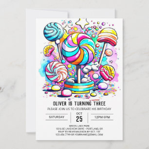 Rainbow Candy Land Birthday Inbjudningar