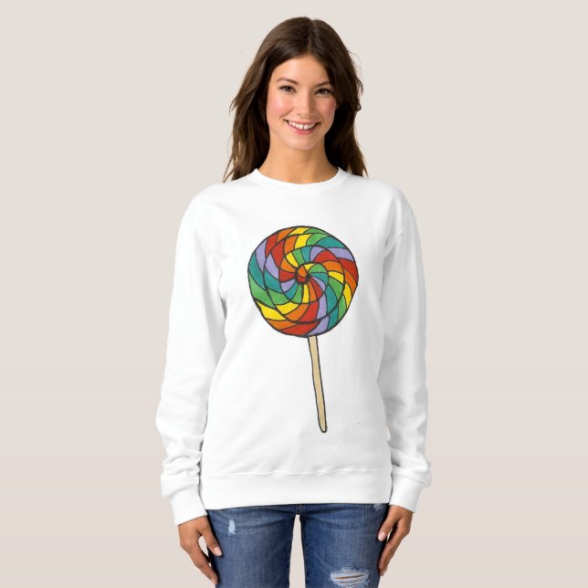 Rainbow Candy LGBT Pride Lollipop Sweatshirt Tee Shirt (Hel framsida)