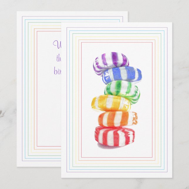 RAINBOW CANDY - platta födelsedagskort Kort (Fram/baksida)