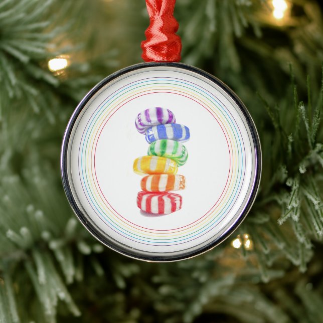 RAINBOW CANDY Premium Round Ornament (Träd)