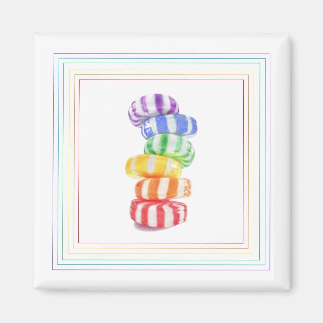 RAINBOW CANDY Square Magnet (Framsidan)