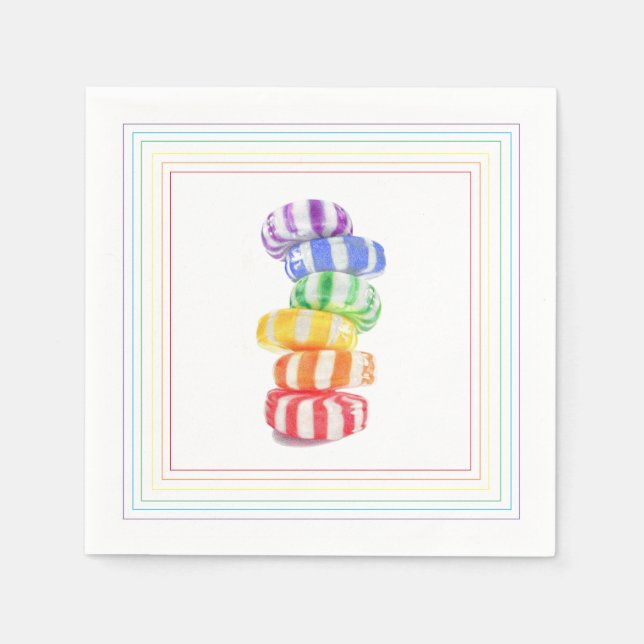 RAINBOW CANDY Standard Cocktail Papper Napkins Pappersservett (Framsidan)