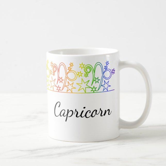 Rainbow Capricorn Stjärntecken Personlig mugg (Höger)