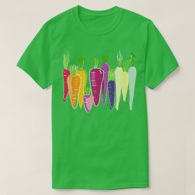Rainbow Carrots Vegetable Vegan Plant Based Organi T Shirt (Design framsida)
