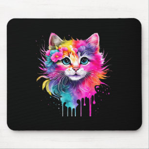 Rainbow Cat a Watercolor Paint Colorful Flowers Cu Musmatta