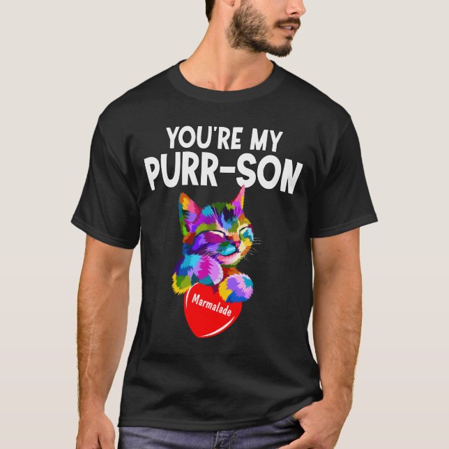 Rainbow Cat Du är min person med hjärta T Shirt (Framsida)