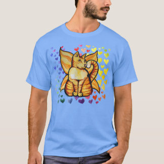 Rainbow Cat Fairy Kärlek Hearts Cute T Shirt