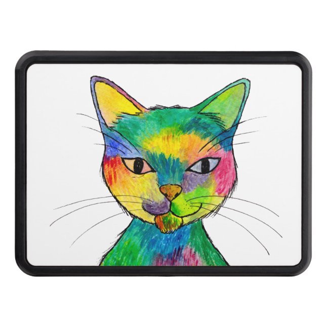 Rainbow Cat Hitch Cover Dragkroksskydd (Framsidan)