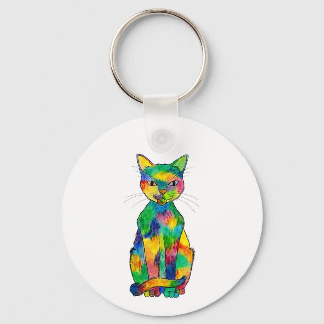 Rainbow Cat Keychain Nyckelring (Framsida)