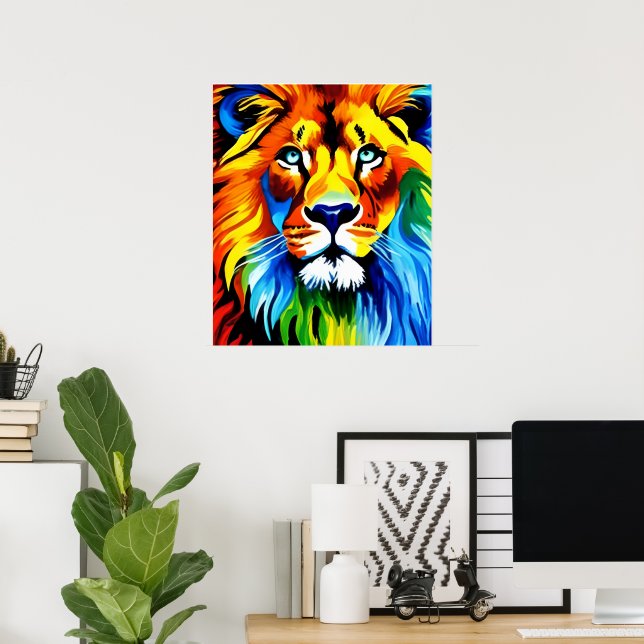 Rainbow Cat Lion Poster - Digital Art Fantasy (Hemmakontoret)