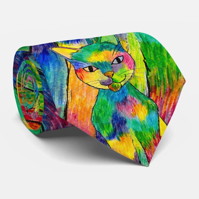 Rainbow Cat Mönster Tie Slips (Rullad)