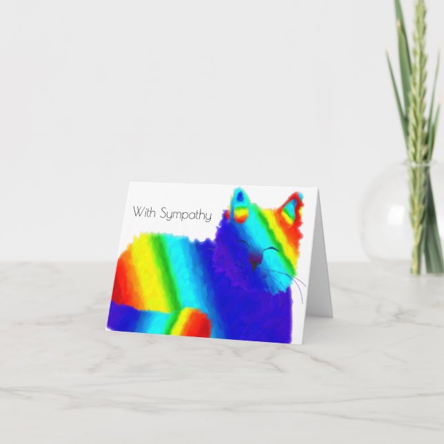 Rainbow Cat Pet Sympathy Card Kort (Framsida)