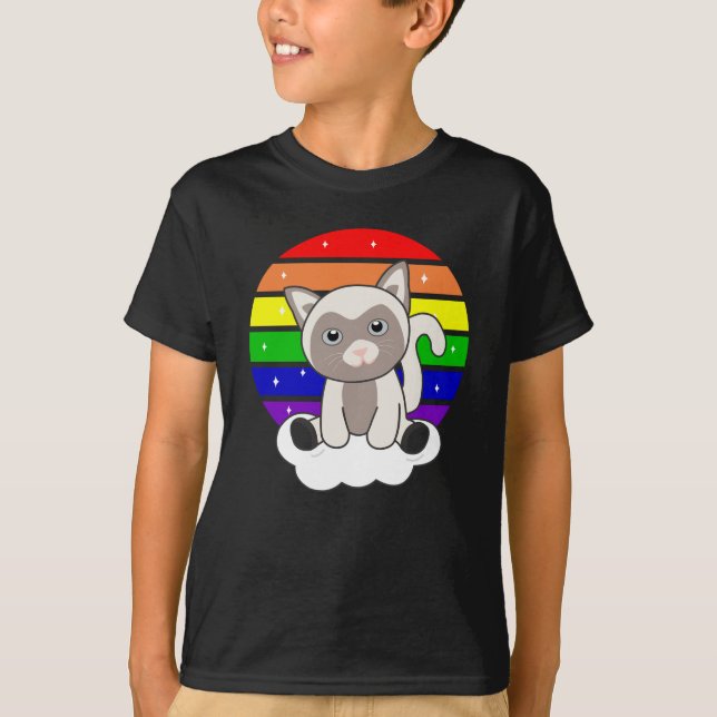 Rainbow Cat Sweet Cats För barn Siamcat T Shirt (Framsida)