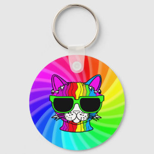 Rainbow Cat Twirl Nyckelring