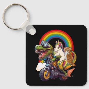 Rainbow Cat Unicorn Dinosaur T Rex Kitten Älskare Nyckelring