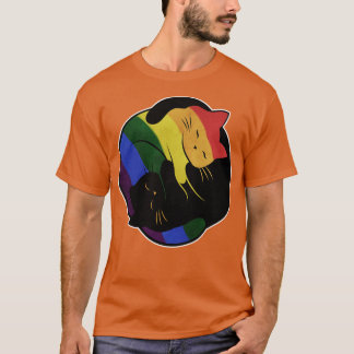 Rainbow Cat Yin Yang LGBT Gay pride Flagga T Shirt