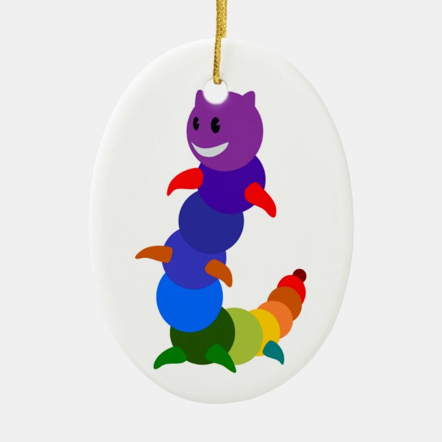 RAINBOW CATERPILLAR JULGRANSPRYDNAD KERAMIK (Framsidan)