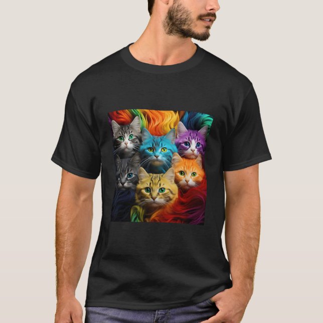 Rainbow Cats Abstrakt T Shirt (Framsida)