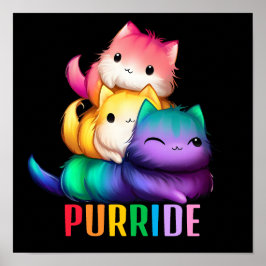 Rainbow Cats Purride Black Poster
