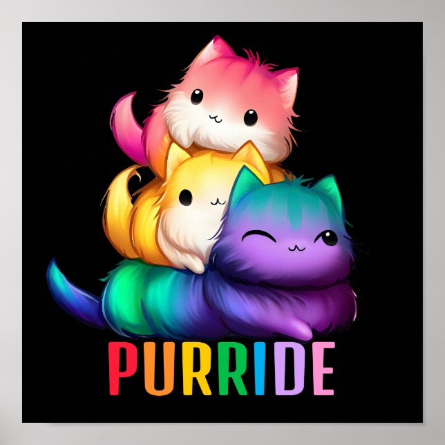 Rainbow Cats Purride Black Poster (Framsidan)