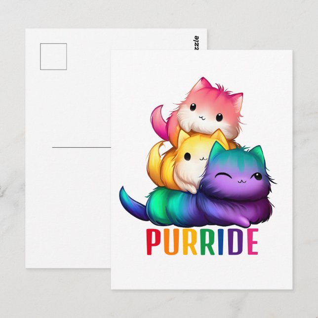 Rainbow Cats Purride Vykort (Fram/baksida)