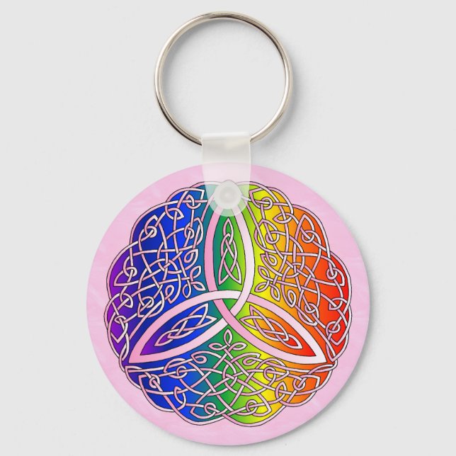 Rainbow Celtic Art Trinity Knot Nyckelring (Framsida)
