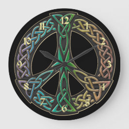 Rainbow Celtic Knot Fredstecken Clock Stor Klocka