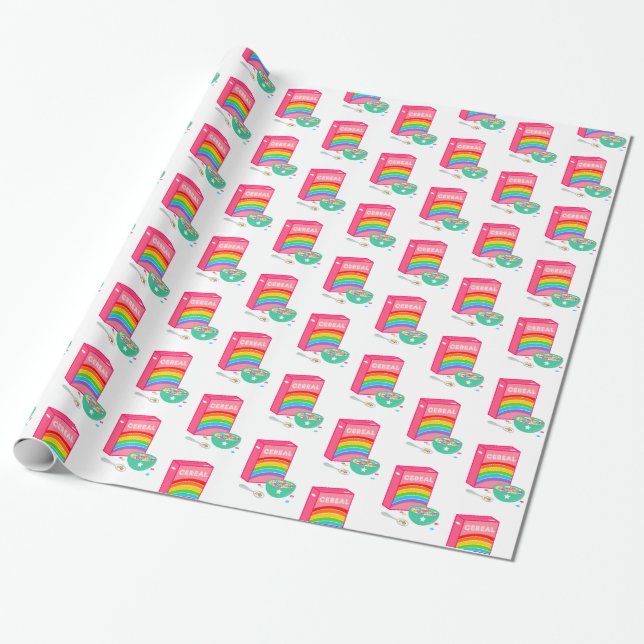 Rainbow Cereal Mönster Presentpapper (Utrullad)