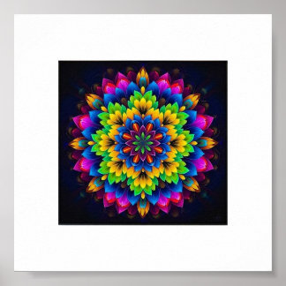 "Rainbow Chakra Mandala - Helig Geometry Art" Poster