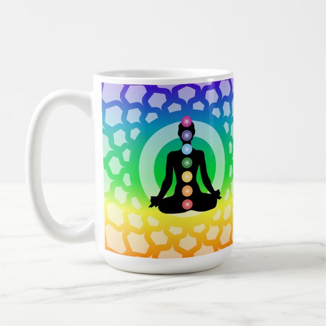 Rainbow Chakra Yoga Classic Mugg - Helig Geometry (Vänster)