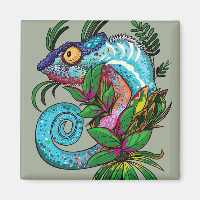 Rainbow Chameleon Magnet (Framsidan)