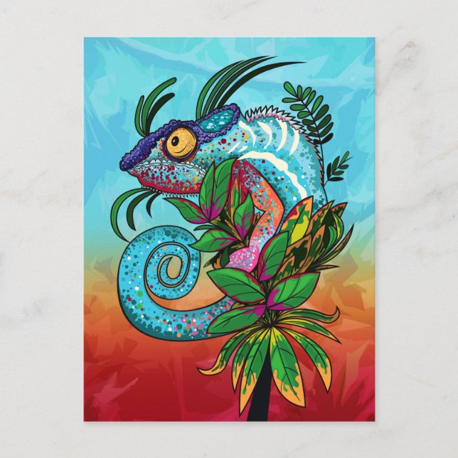 Rainbow Chameleon Vykort (Framsida)
