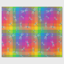 Rainbow Check with Dragonflies Presentpapper