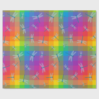 Rainbow Check with Dragonflies Presentpapper