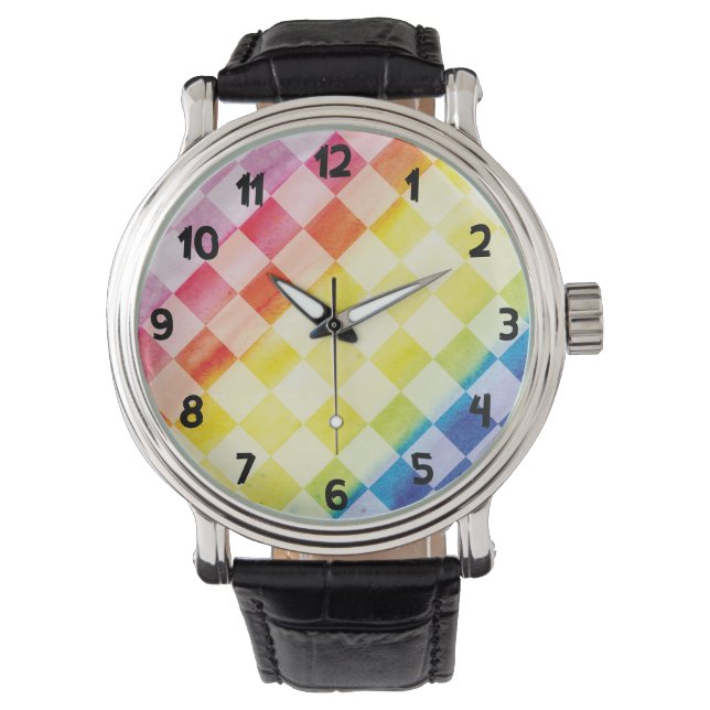 Rainbow Checkerss Watch (w/Numbers) Armbandsur (Framsida)