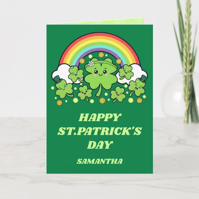 Rainbow Cheer St. Patrick’s Day Greeting Card Kort (Framsida)