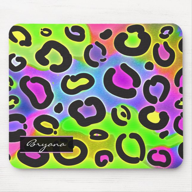 Rainbow Cheetah Leopard Computer Mouse Pad Musmatta (Framsidan)