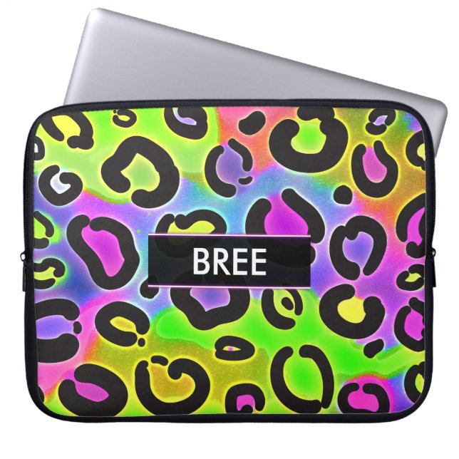 Rainbow Cheetah Leopard Laptop sleeve Fodral (Framsidan)