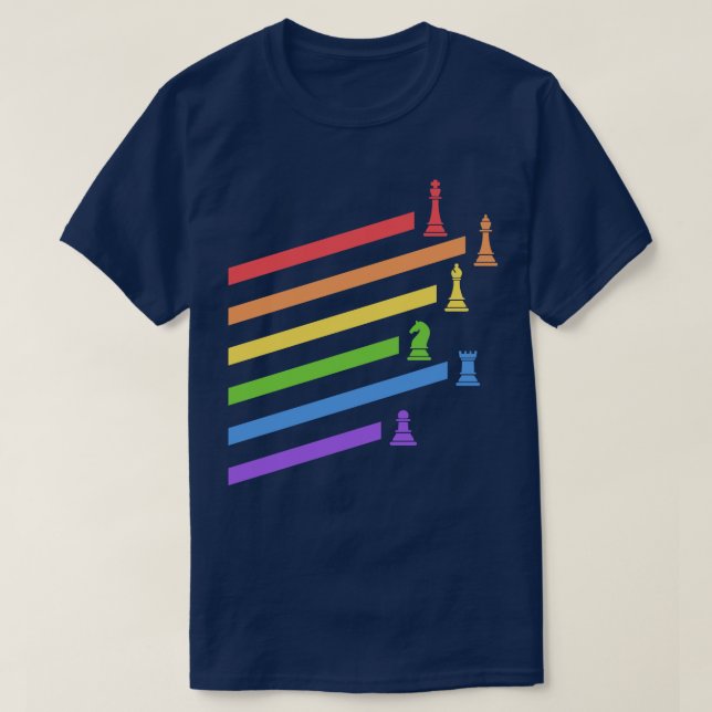 Rainbow Chess Delar BoardGamar Nerd T Shirt (Design framsida)