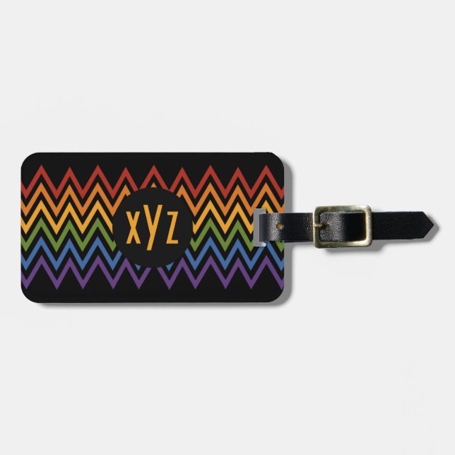 Rainbow Chevron anpassningsbar bagagetagg Bagagebricka (Horisontell Framsida)