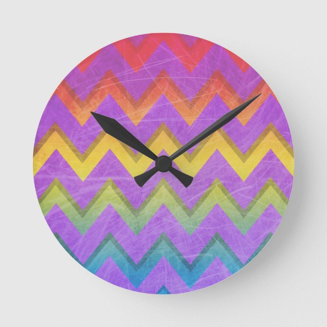Rainbow Chevron av Shirley Taylor Rund Klocka (Framsida)
