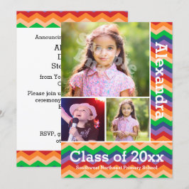 Rainbow Chevron Barn Photo Studenten Preschool/K Inbjudningar
