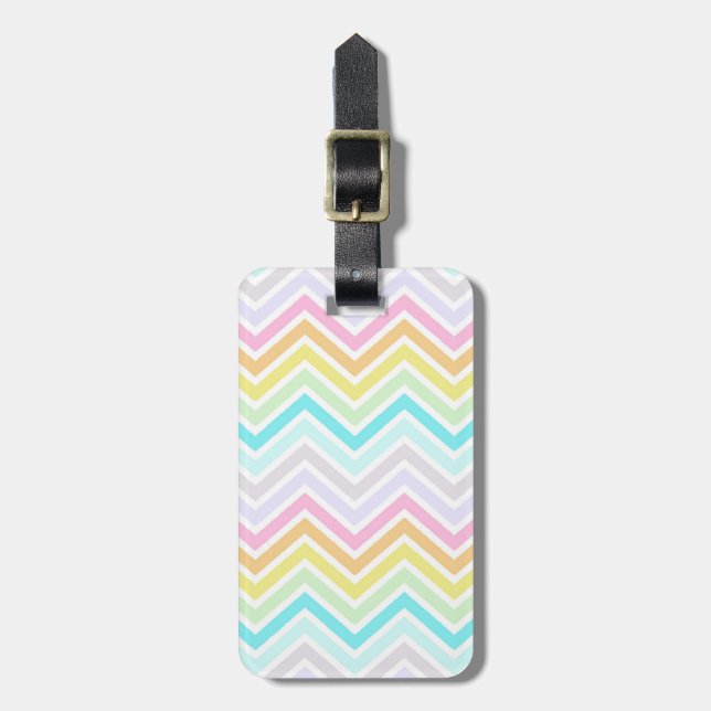 Rainbow Chevron Luggage Tag Bagagebricka (Vertikal Framsida)