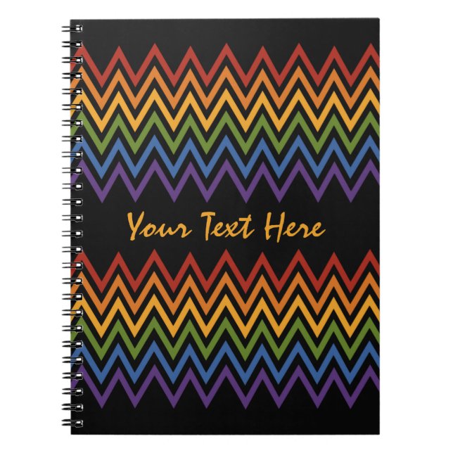Rainbow Chevron Mönster anpassningsbar bärbar dato Anteckningsbok Med Spiral (Framsidan)