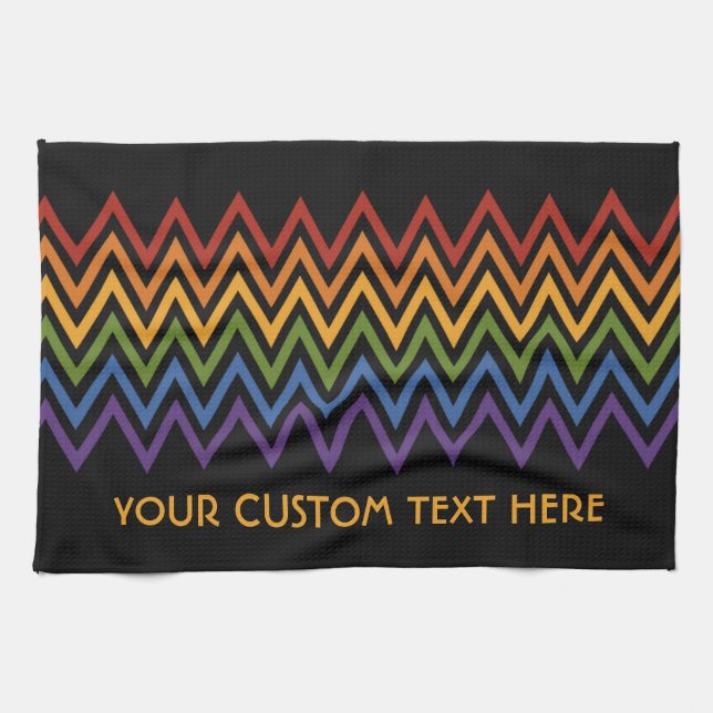 Rainbow Chevron Mönster anpassningsbar handduk Kökshandduk (Horisontell)