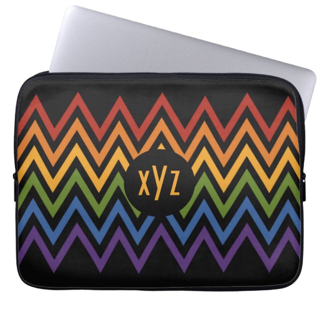 Rainbow Chevron Mönster anpassningsbar laptop slee Fodral (Framsidan)