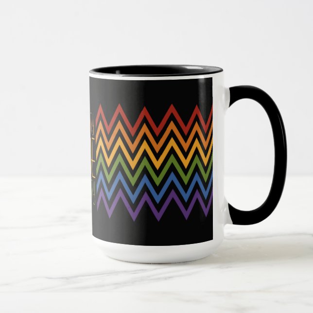 Rainbow Chevron Mönster anpassningsbar mugg (Höger)